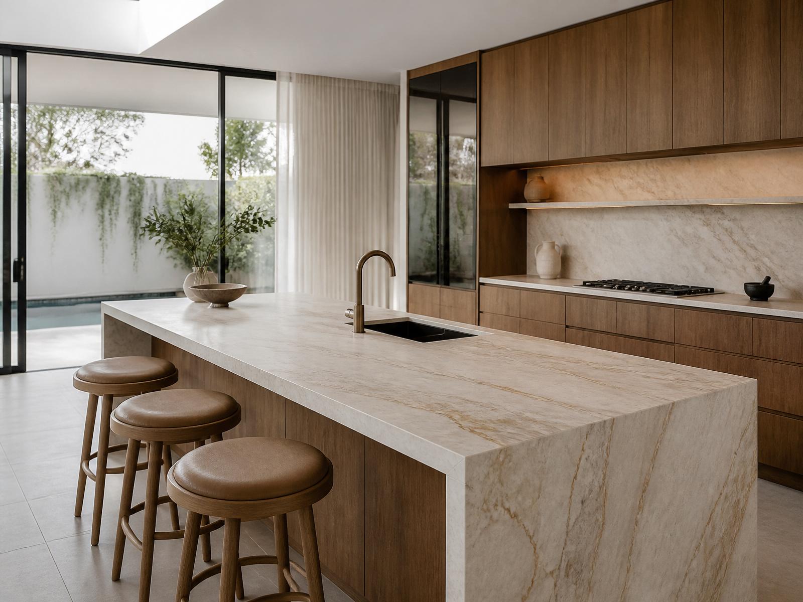 Premium architectural kitchen with natural stone island in a Central Otago home